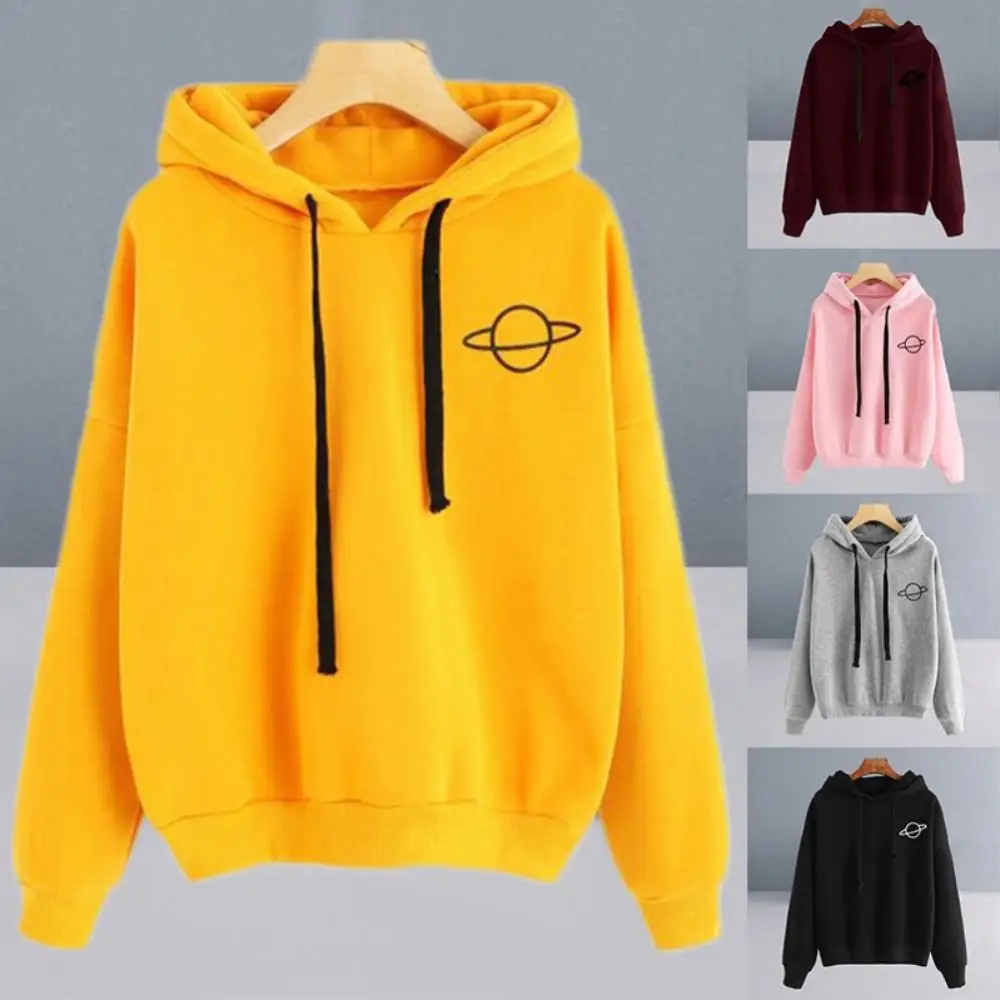 Drawstring Autumn Hooded Long Sleeve Loose Sweatshirt Casual Winter Women Print Women\'s Clothing