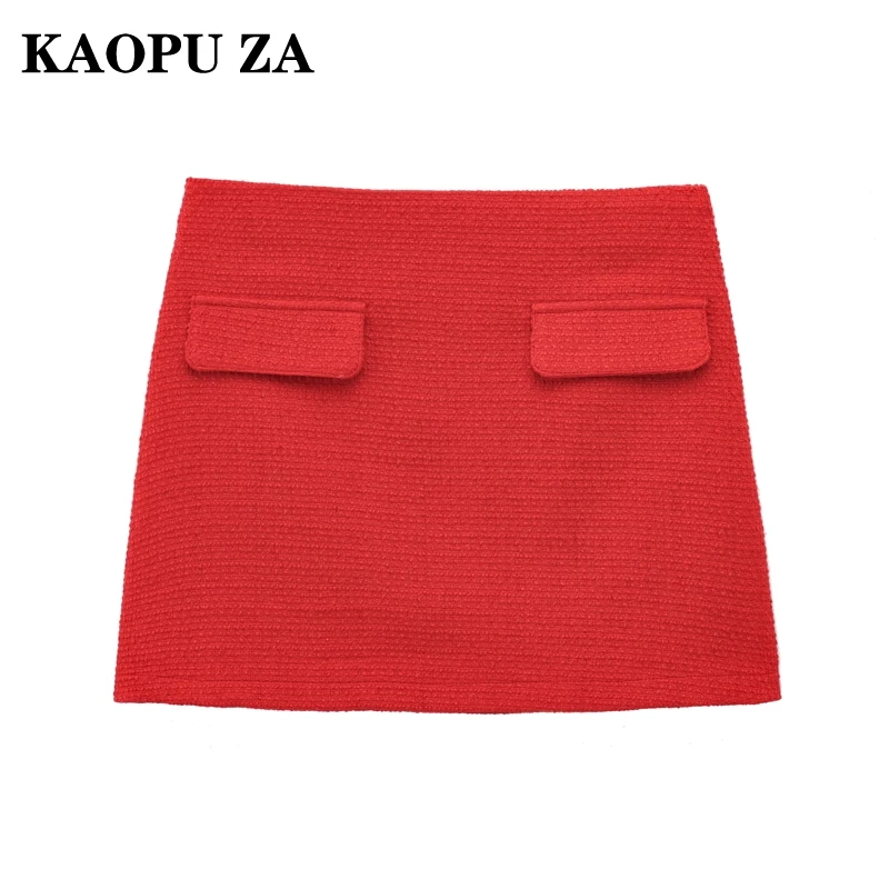 KAOPU ZA 2025 Autumn Wear Woman's Casual Bottoms Mini Skirt Streetwear Spring Lady Short High Waist Ruffles Regular Fit Pockets