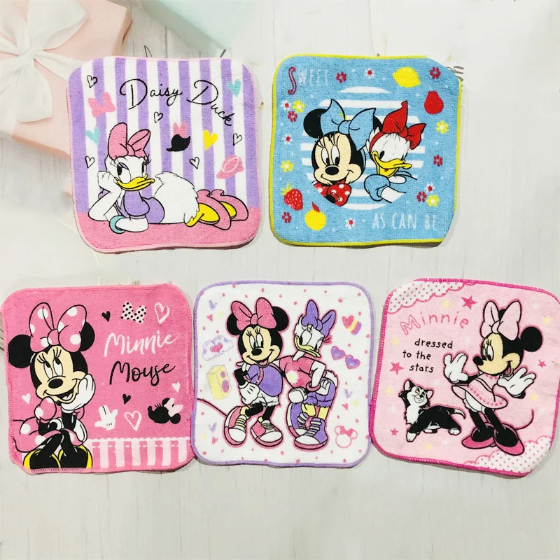 Disney Cotton Cartoon Square Towel Mickey Minnie Mouse Donald Duck Daisy Small Hand Towel Handkerchief Boy Girl 15x15cm