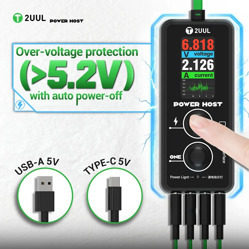 2UUL PW15 Digital Ampere-Voltage Meter Power Host for Mobile Phone Repair One-Touch Power-On Auto Power-Off Testing Device