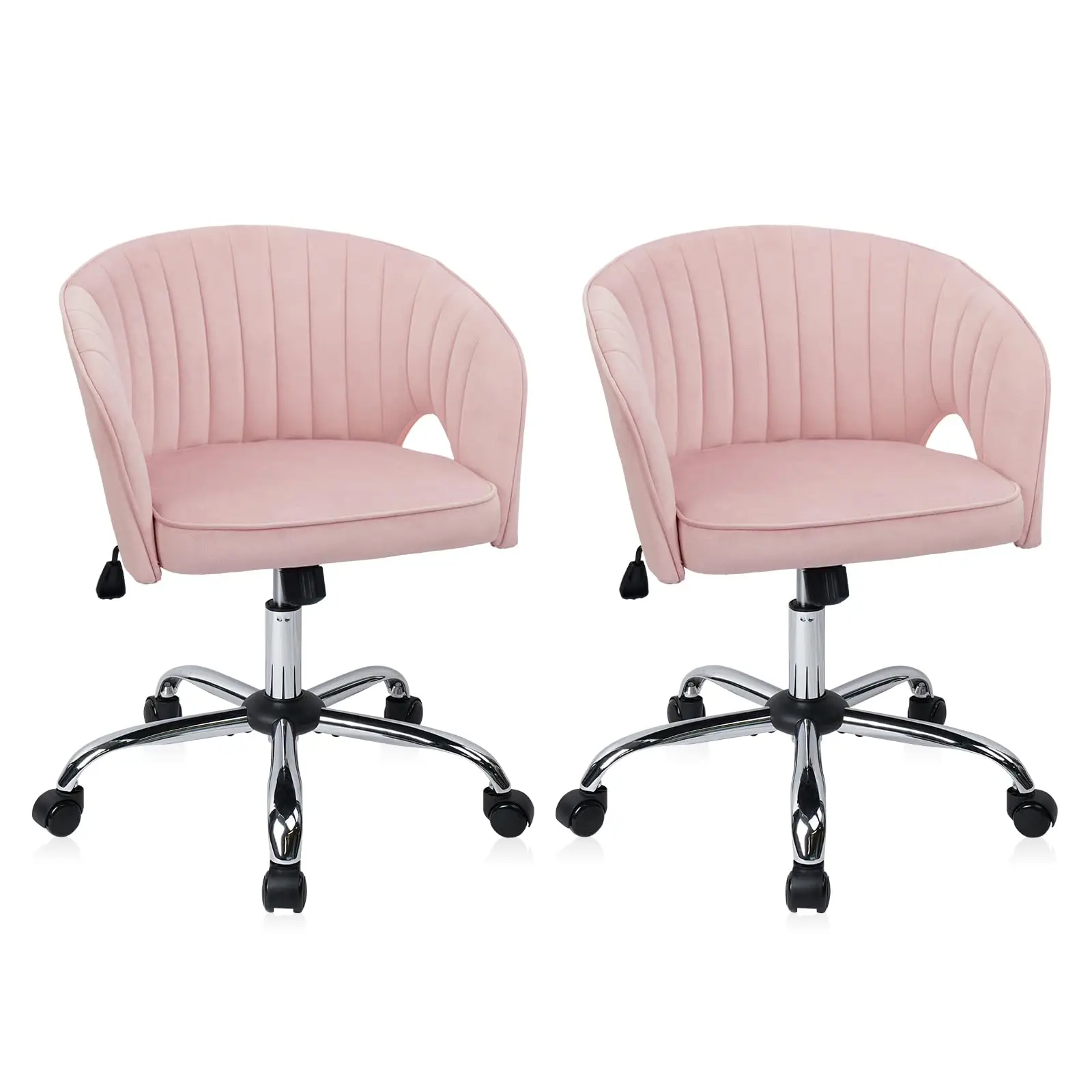 Home Desk Chair Velvet Upholstered Comfortable Ergonomic Armless Modern Vanity Chairs Adjustable Height with Wheels