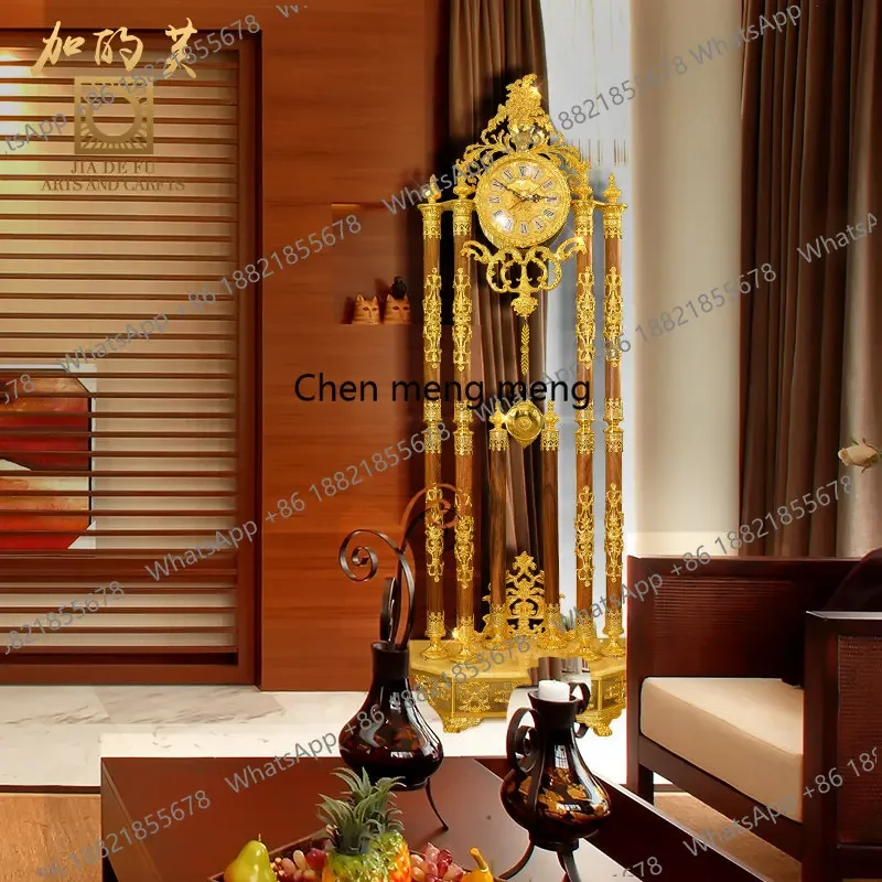 d178 Living room floor clock European luxury villa pendulum clock Modern Chinese solid wood clock Imported movement