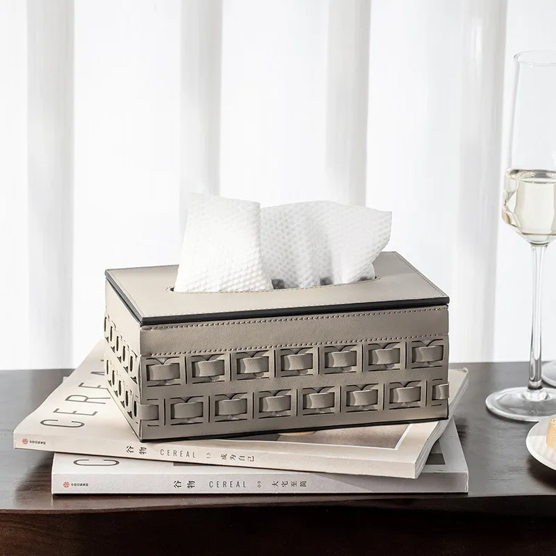 

Creative Diamond Pattern PU Leather Paper Drawer Nordic Luxury Tissue Box Living Room Guest Room Tabletop Decorations Ornaments