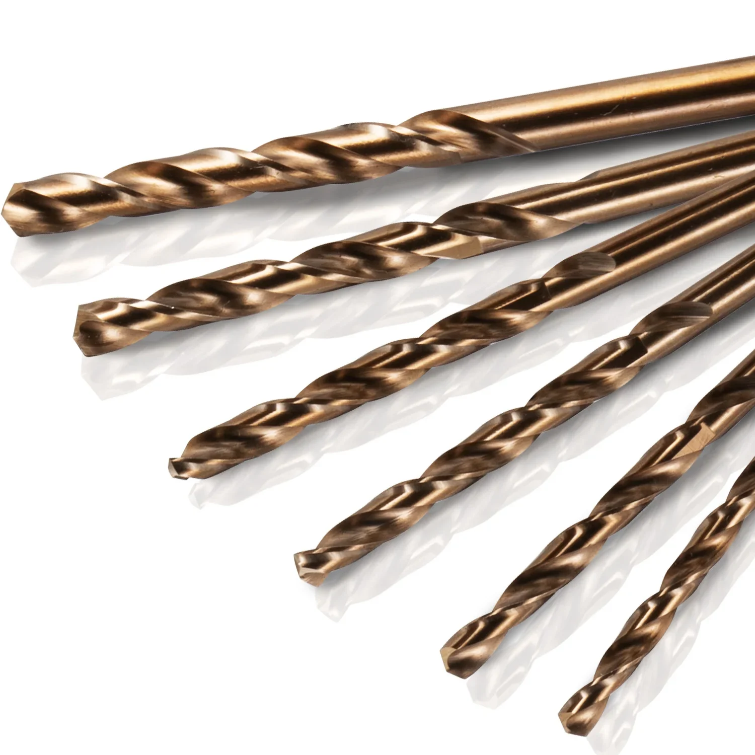

13Pc Cobalt Drill Bit Set - HSS 5%Co, 135° Split Pt, Jobber Lg for Hard Metal, SS, Cast Iron, Plastic, Wood