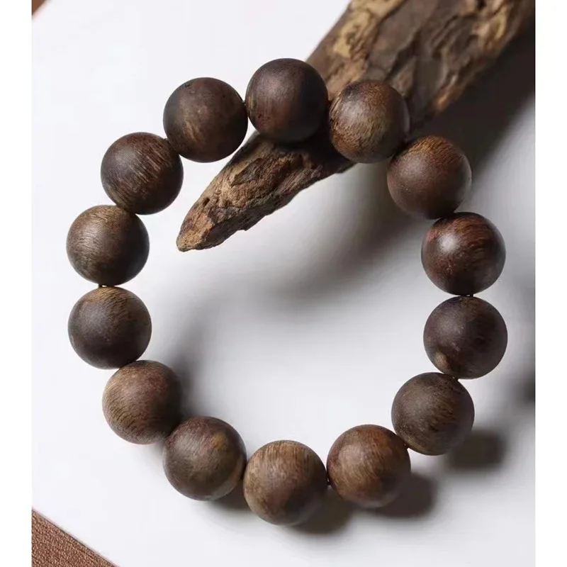 

Vietnam Nha Trang Kyara Agarwood Bracelet Natural Single Circle Pure Beaded Bracelet Chess Nan Bracelet with Certificate Men and