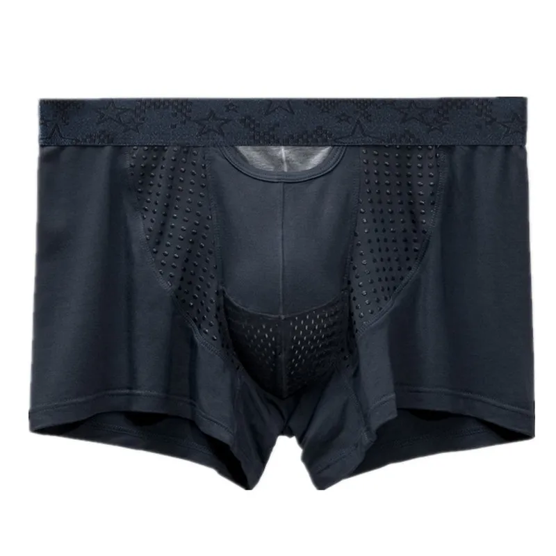 Herren Unterwäsche Modal Boxer Shorts Homme Atmungsaktive Höschen Magnetische Mesh Kugel Trennung Beutel Unterhose Cueca Calzoncillo