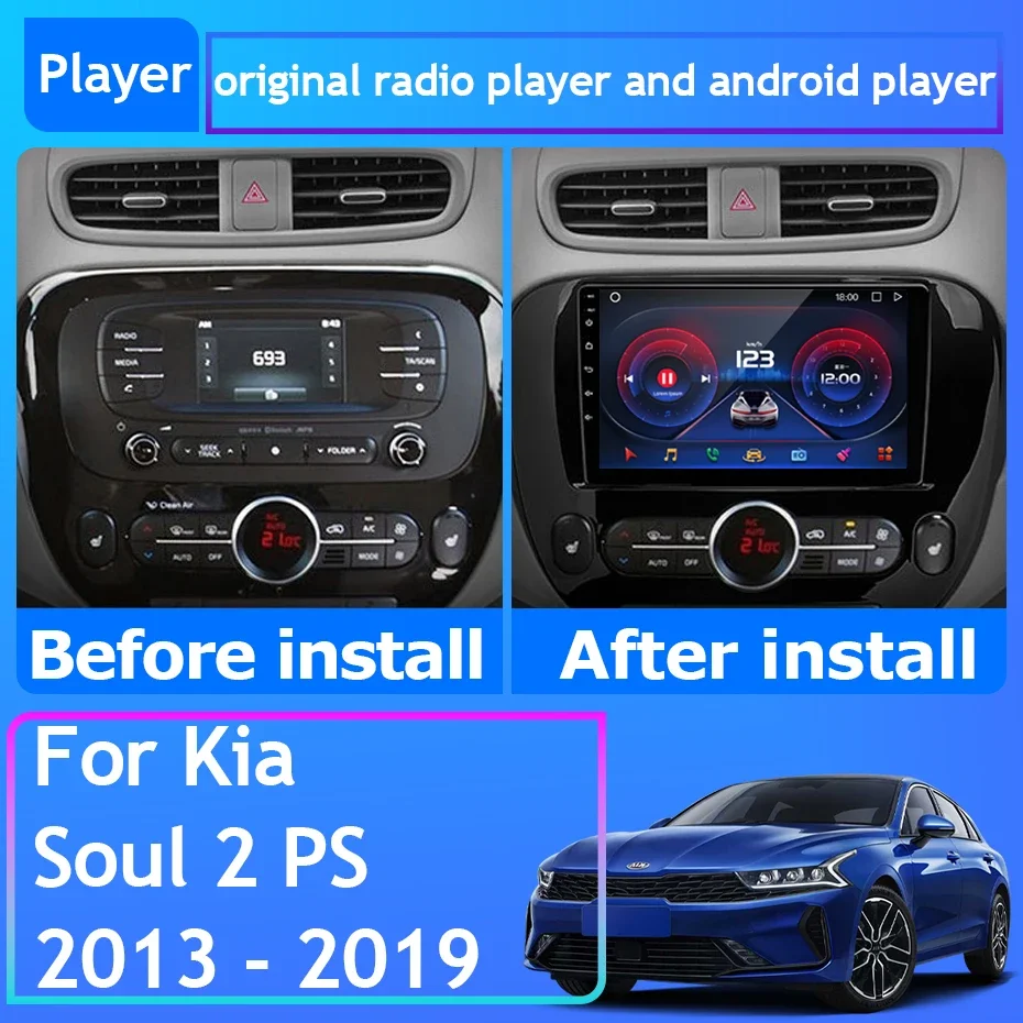 Car Radio Carplay For Kia Soul 2 PS 2013 - 2019 Navigation GPS Android Auto Stereo Screen Bleutooth No 2din 5G WiFi BT