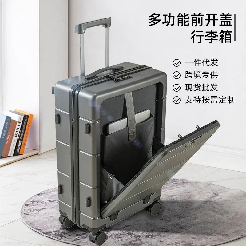 

Rechargeable 20-inch Suitcase, Business Trolley Suitcase, 24-inch Carry-on Suitcase, Front-opening Multi-purpose Suitcase