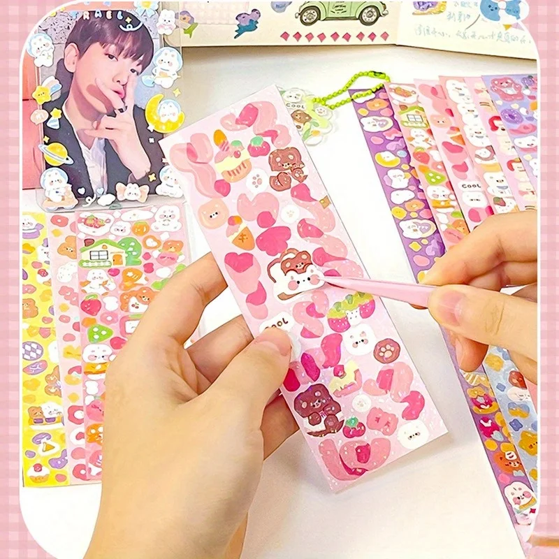 200 قطعة من الملصقات اللطيفة العشوائية لبطاقة Goo Kawaii ملصق ليزر كرتوني لا تكرار لتزيين اليوميات بنفسك