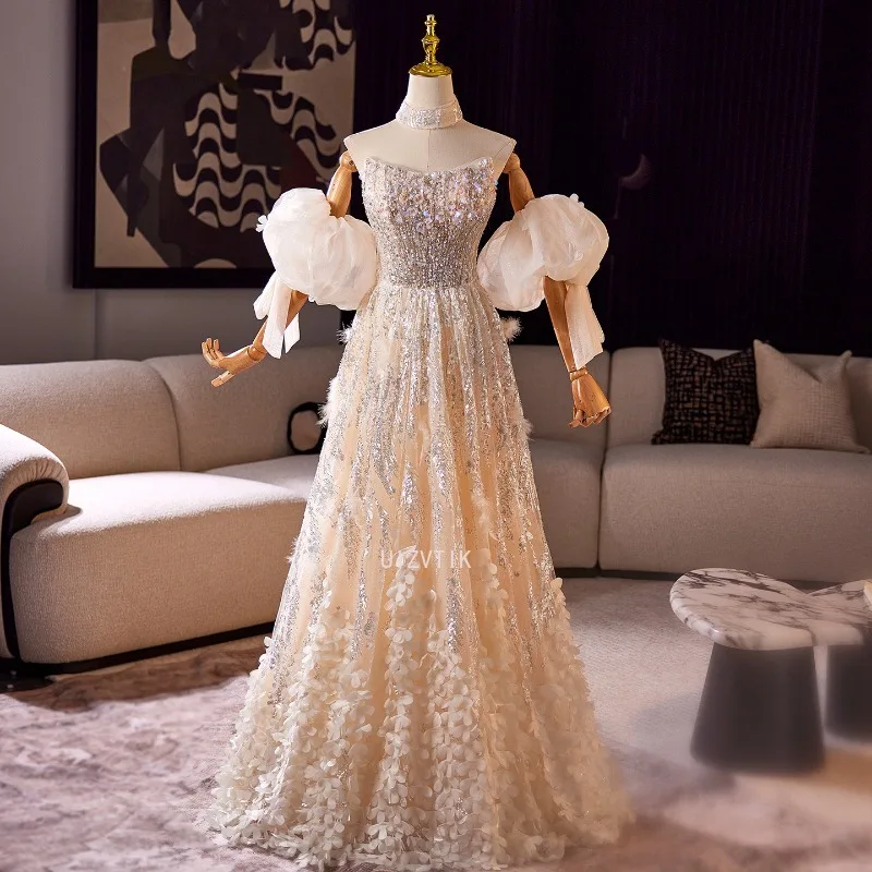 

Luxury Formal Evening Dresses Women Shinny Party Dress Elegant Off The Shoulder A-line Prom Dress Customized Robe De Soiree