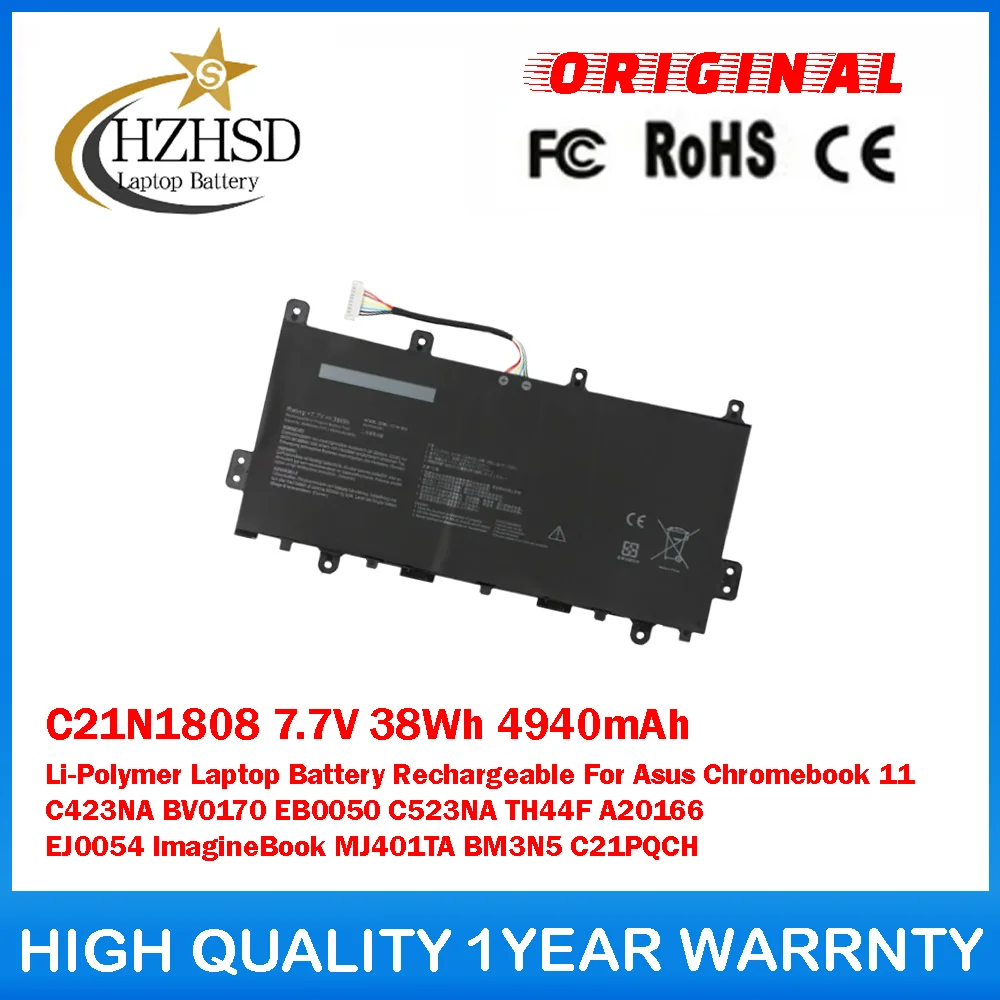 C21N1808 7.7V 38Wh 4940mAh ليثيوم بوليمر بطارية الكمبيوتر المحمول قابلة للشحن ل Asus Chromebook11 C423NA BV0170 EB0050 C523NA TH44F A20166