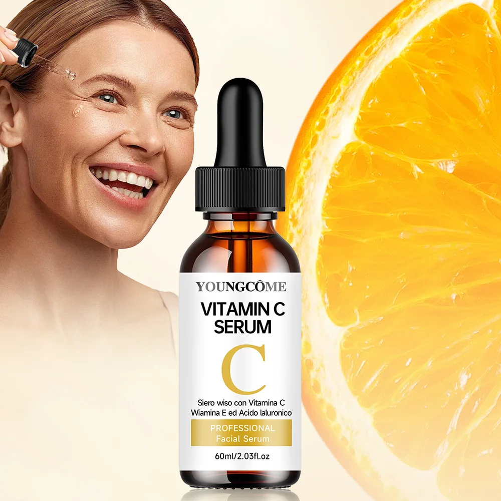 Essência facial de vitamina C com ácido hialurônico - Soro reparador hidratante iluminador para cuidados faciais