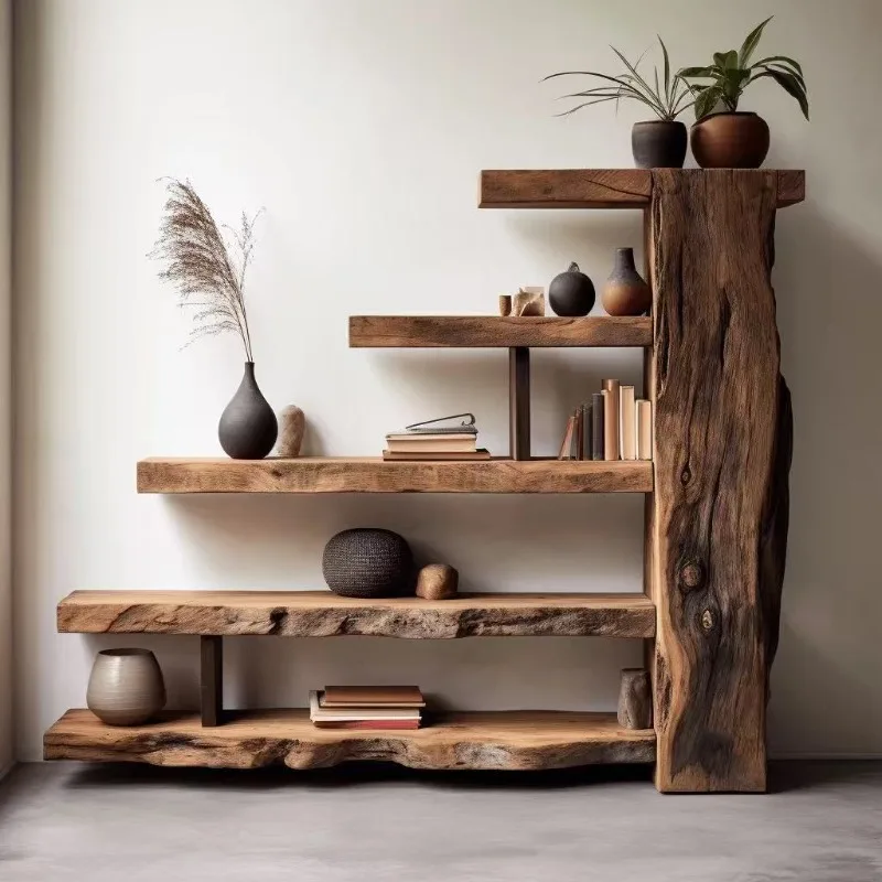 

Wabi-sabi style old elm Bogu shelf vintage Duobaoge tea set ornaments display rack antique partition entrance storage cabinet