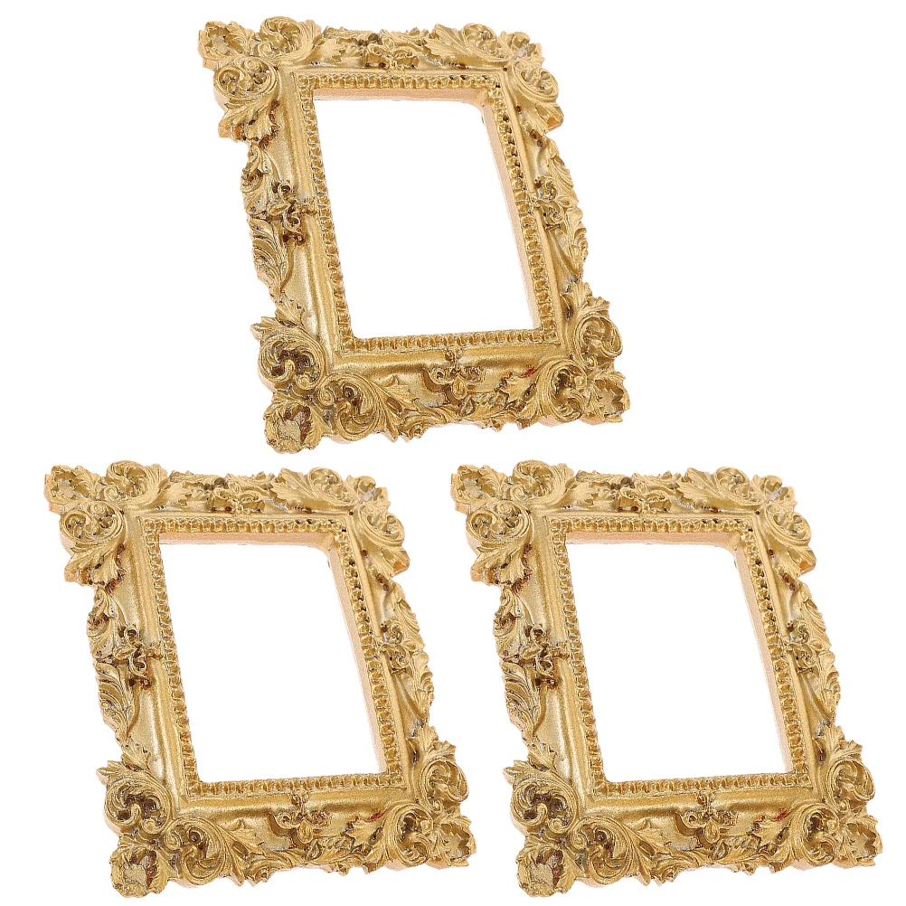 

3 Pcs Nail Display Stand Gold Picture Frames Decorative Photo Vintage Small Ornament for Golden