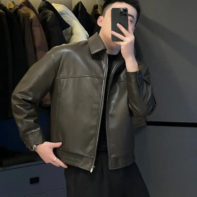 

Trendy Men's Motorcycle Jacket 2025 PU Leather Autumn Winter Coat Casual Layering​