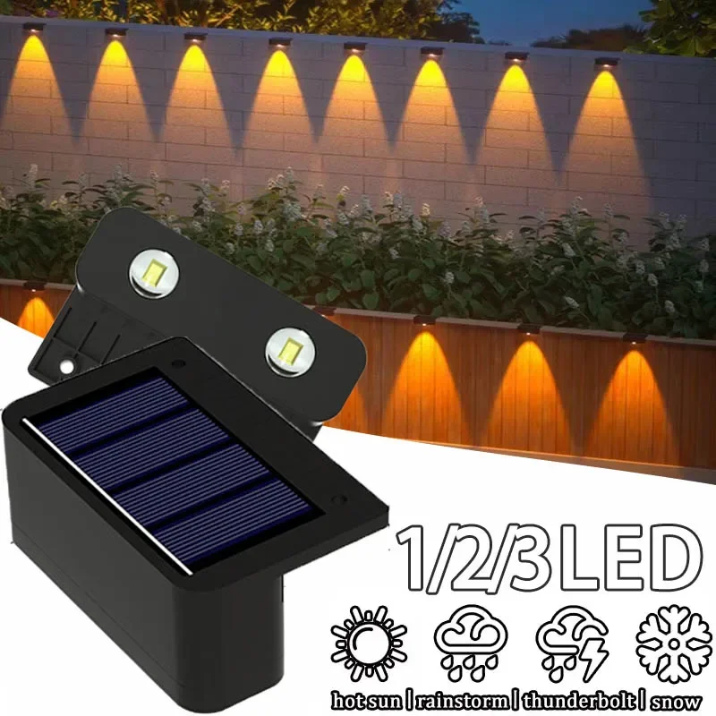 

1/2/4 шт. солнечные настенные светильники, уличное водонепроницаемое садовое освещение ступеней для двора, забора, лестницы, дорожки, украшения снаружи, солнечные фонари