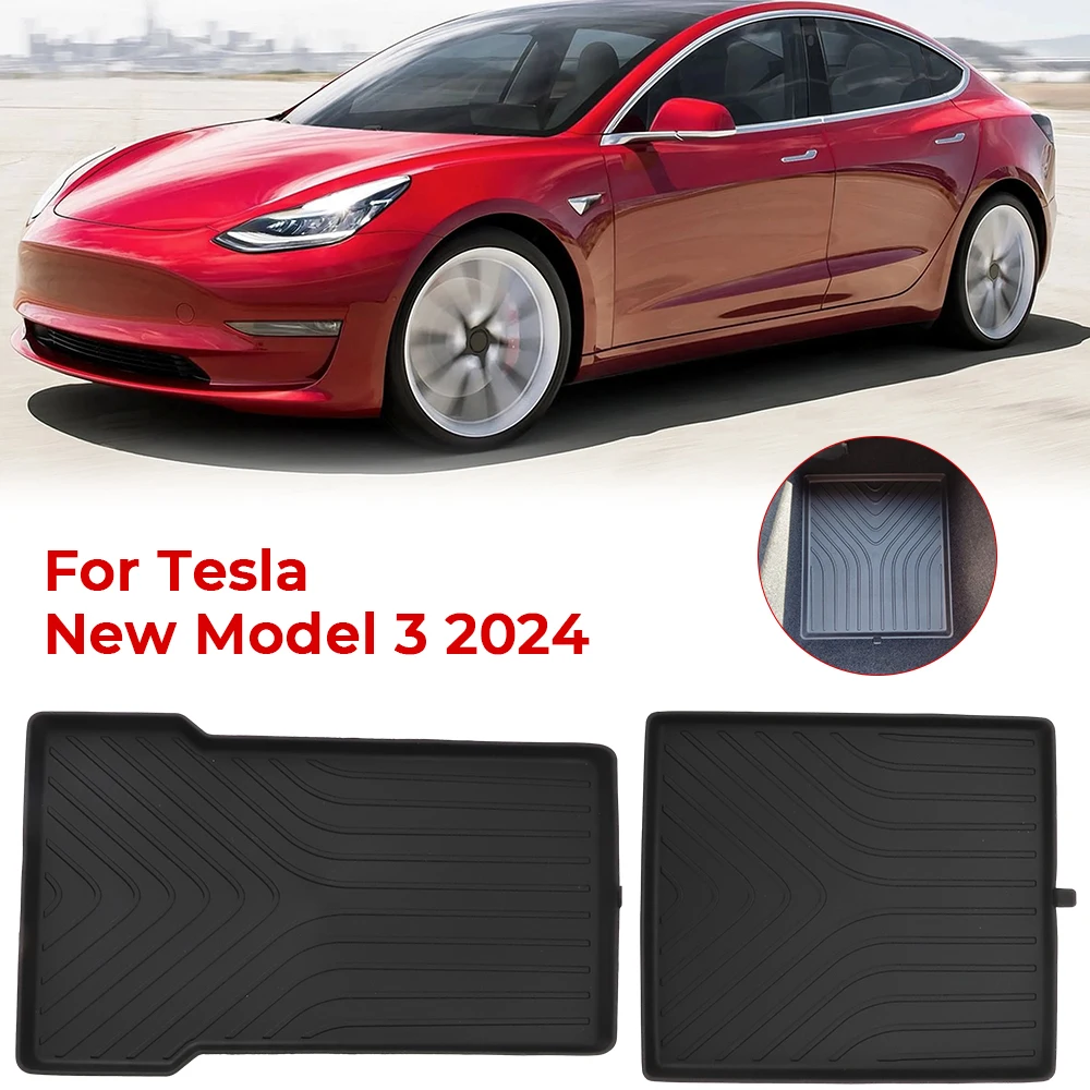 For Tesla Model 3 Highland 2024 Center Console Armrest Storage Box Stowing Tidying Accessory Lower Bottom Mat Organizer Tray Pad