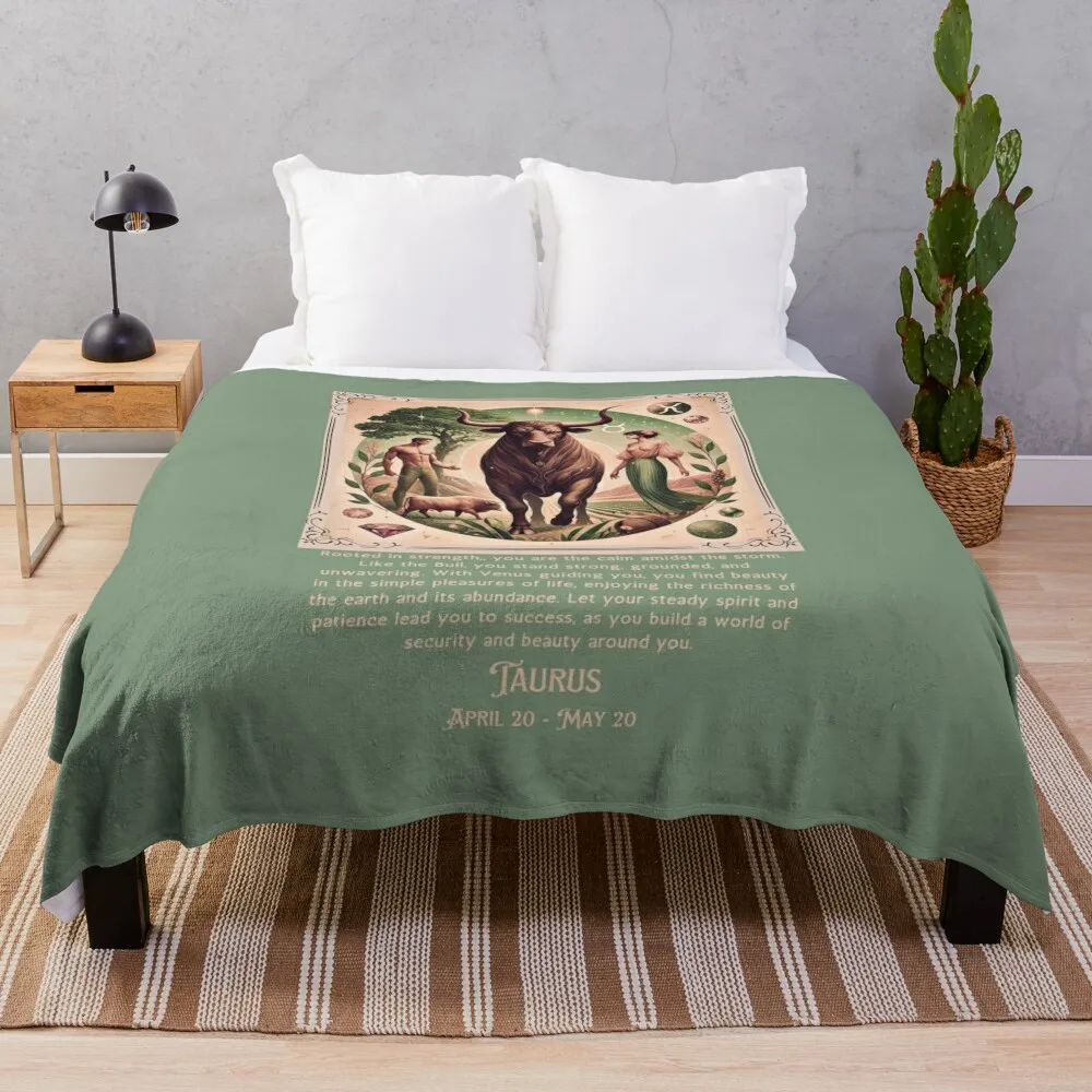 

Taurus: The Grounded Strength Throw Blanket Quilt Camping Blankets