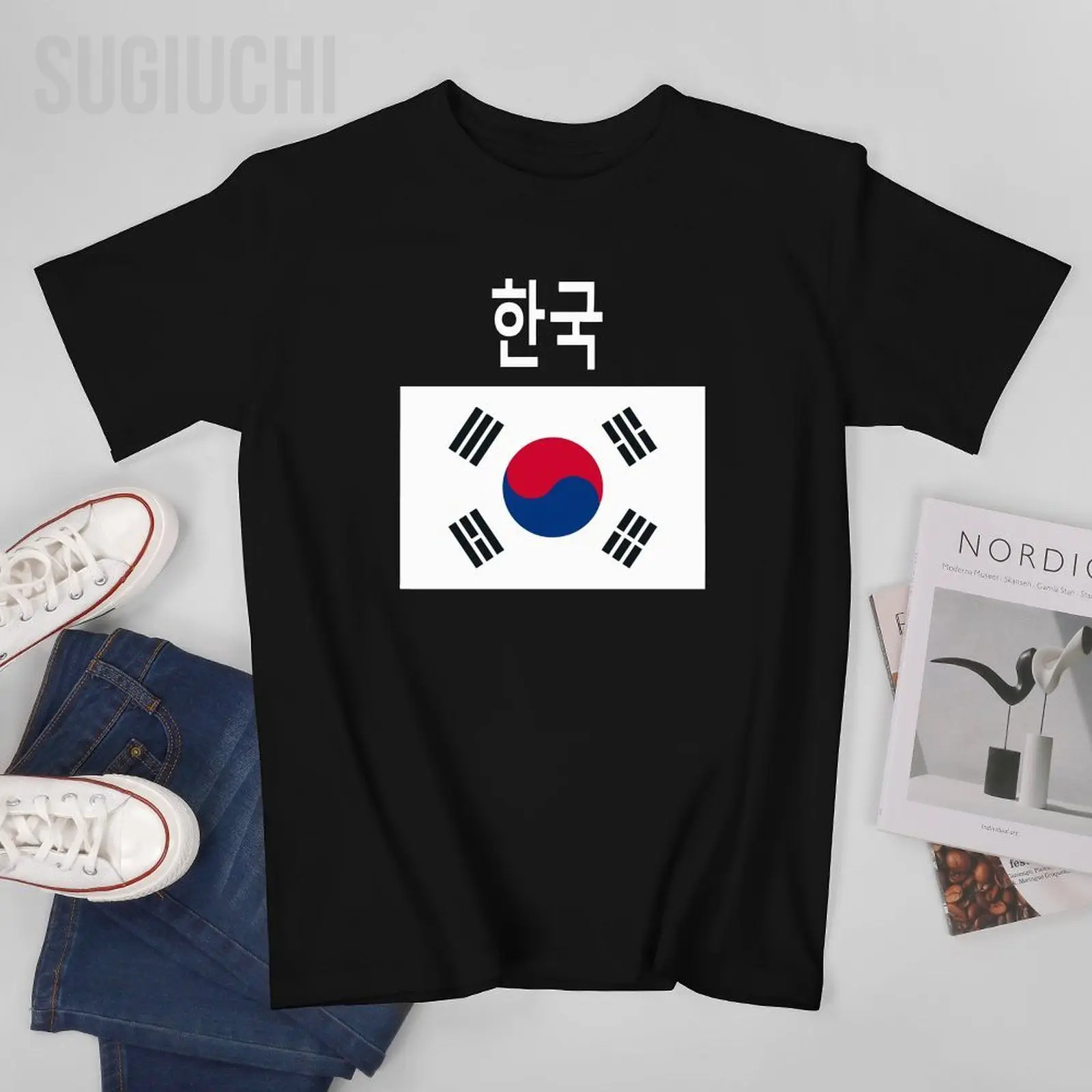 Men South Korea Flag Korean Tshirt Tees O-neck T Shirts Women Boys 100% Cotton Short T-Shirt Unisex Nation All Seasons