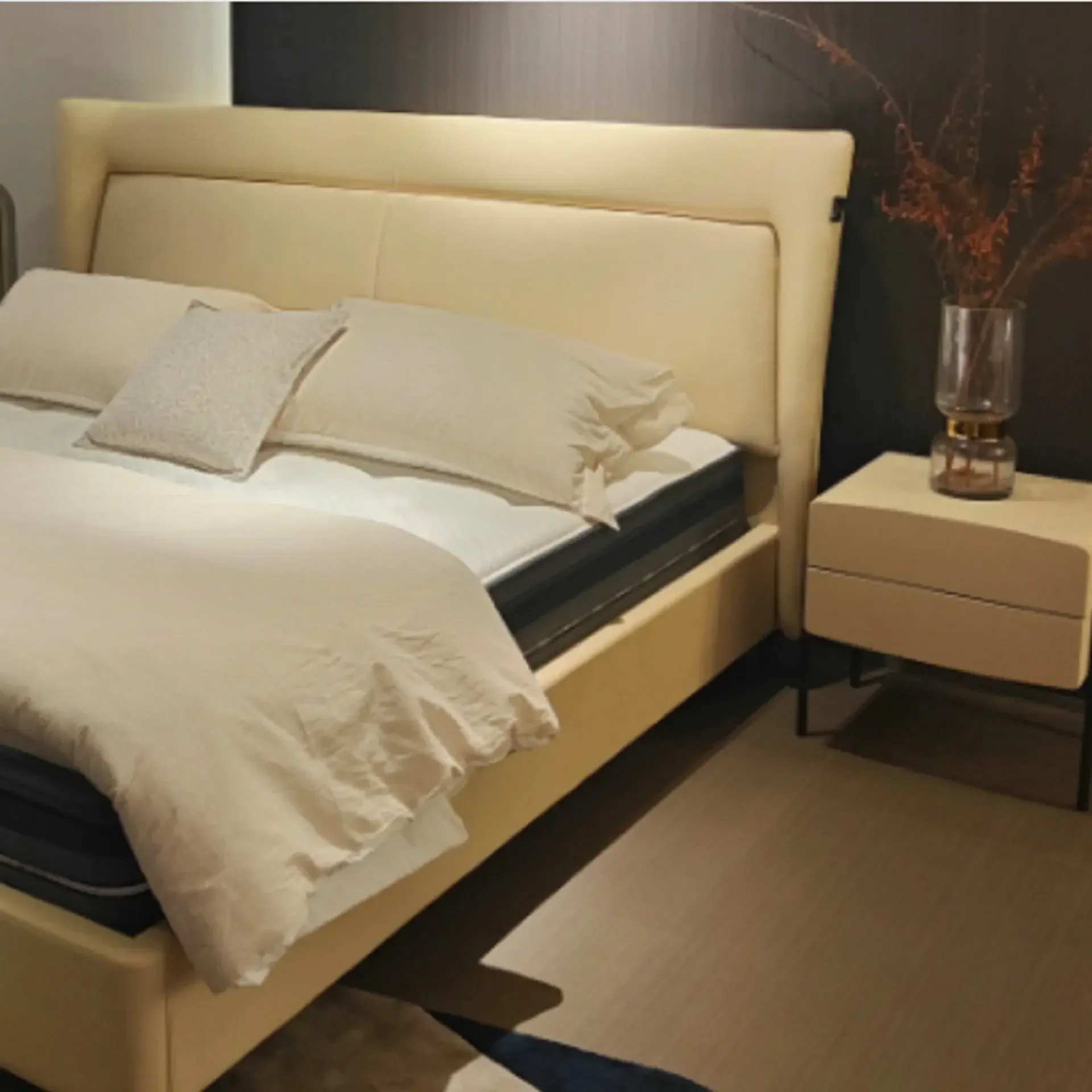 

JC Minimalist Master Bedroom Queen Bed Modern Simple New Double Bed 1.8 1.5 Meters Leather Living Room Furniture