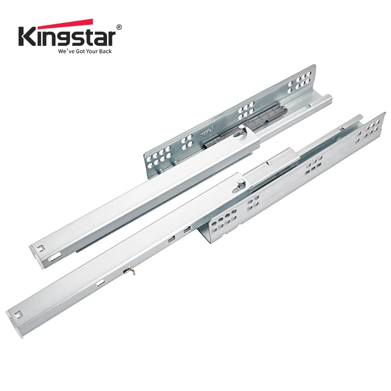 STLF 3 Fold Damper Concealed Telescopic Channel Rail Cabinet Drawer Slide Push to Open Auto-Open Drawer Slide Telescopic Channel