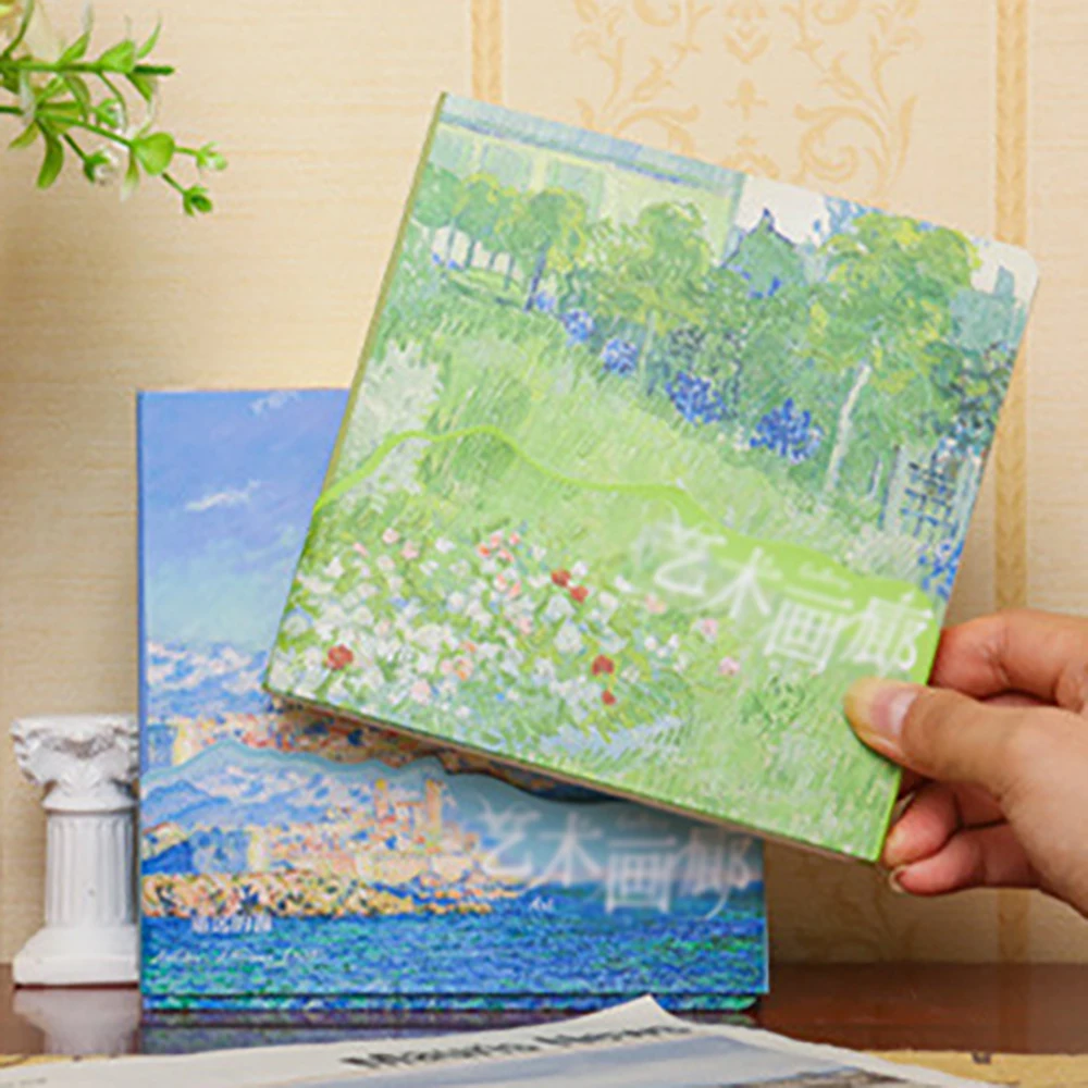 Art Gallery Square Notebook, High Beauty Notebook Monet Van Gogh Classic Paintings, Blank Inner Pages