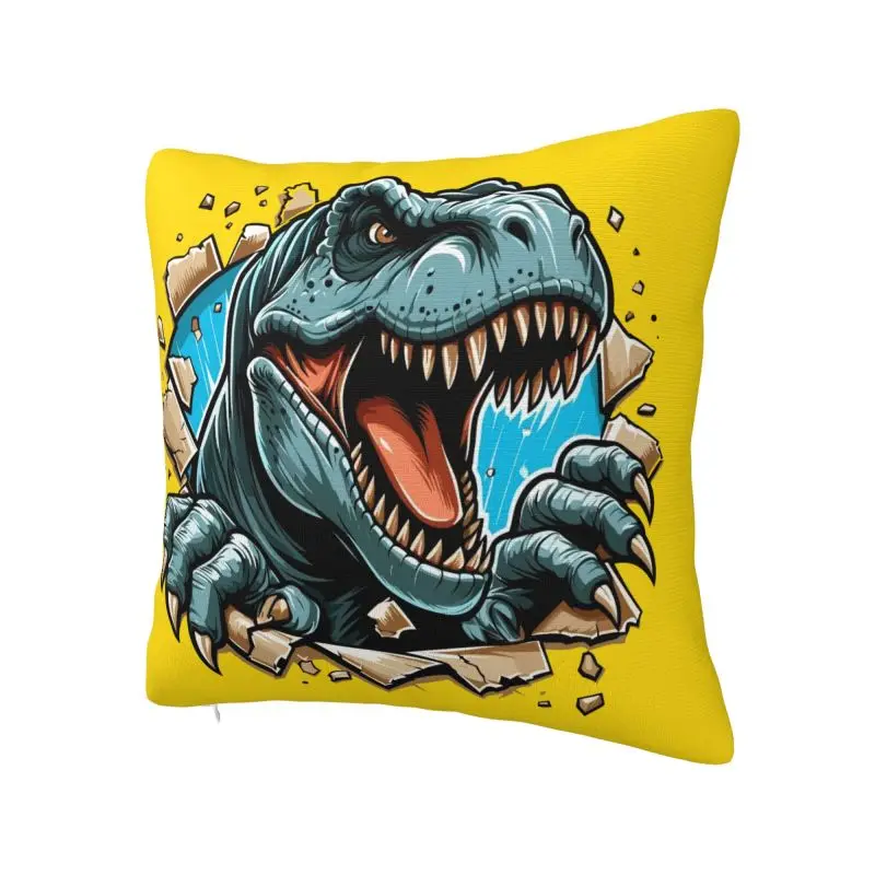 Wild T-rex Dinosaur Roars Throw Pillow Case Living Room Decoration Cute Cushions Cover For Sofa Car Square Polyester Pillowcase
