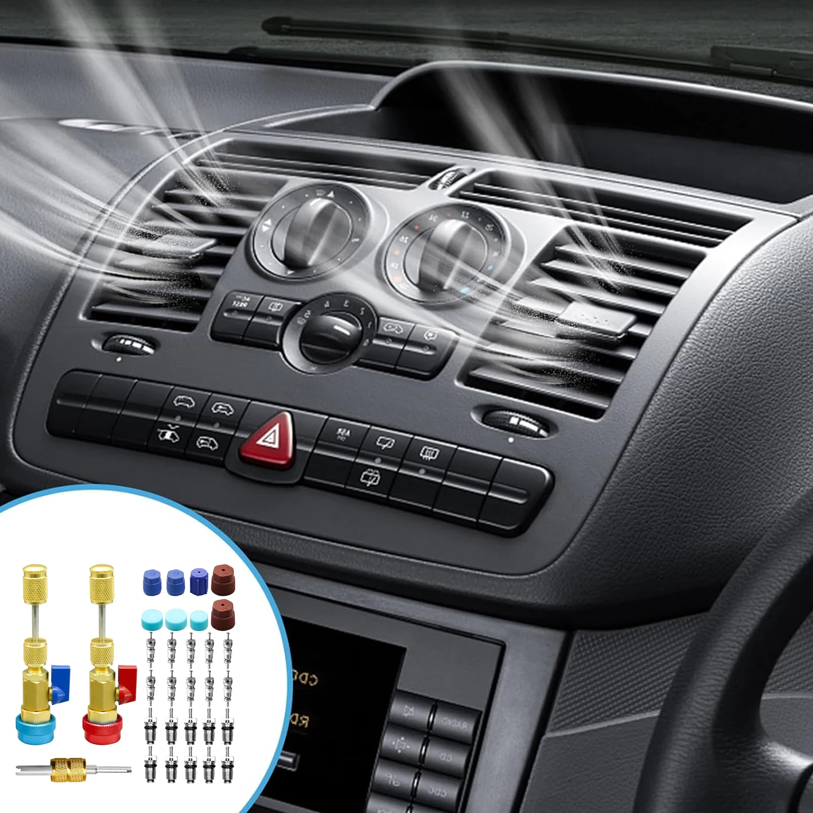 

Набор инструментов для быстрого снятия сердечника клапана R134A, инструмент для быстрого снятия сердечника клапана высокого/низкого давления с сердечником клапана R134A, 31 шт.