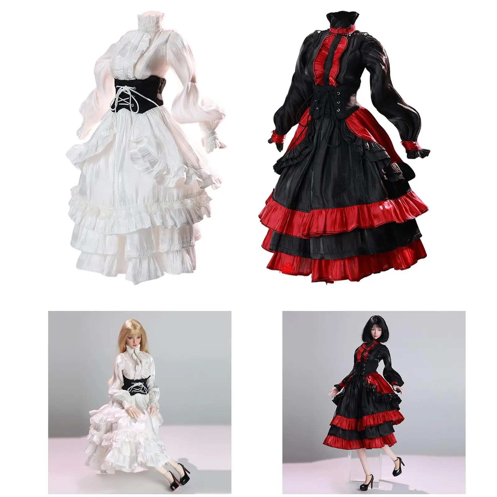 1/6 Female Action Figure Long Dress Miniature Clothing Gothic Evening Gown Dress