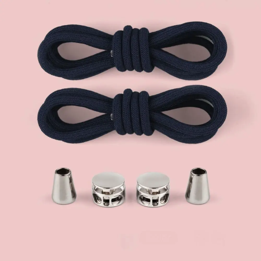 1Pair Creative Locking No Tie Shoelaces Stretching Man Women Metal Lock Laces Rubber Bands Sneakers Quick Shoelaces