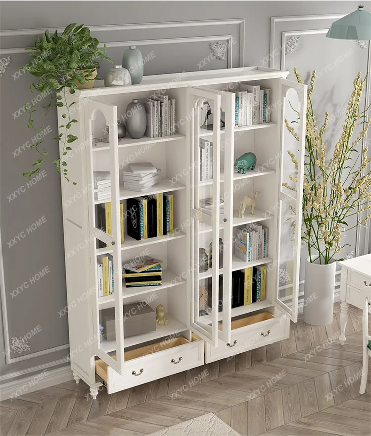 All solid wood bookcase 50cm80 wide small apartment for home door bookshelf study figure toy display cabinet