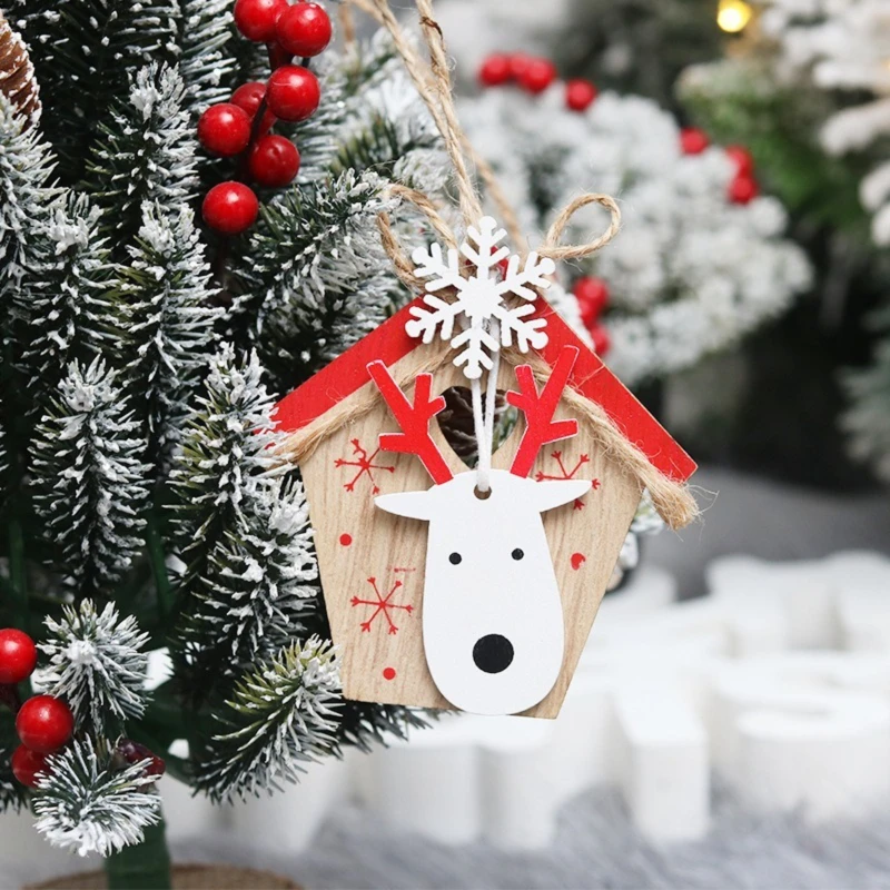 10/20/30pcs Christmas Decoration Wooden Elk Wishes Card Hanging Christmas Tree Message Board Hanging For Xmas Party Decoration