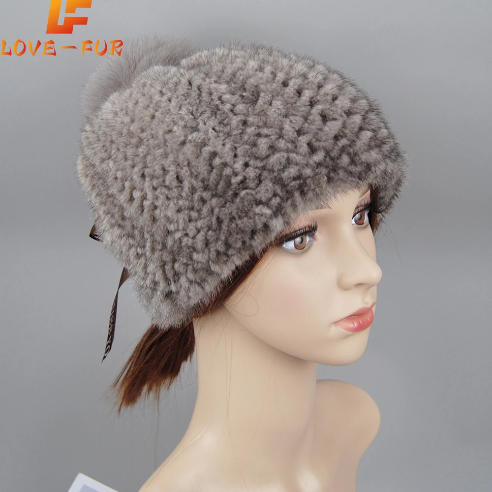 

2025 New Women Real Fur Beanie Hat Wholesale Bonnets Fashion For Female Fur Mink Fur Hats Women Solid Color Winter Warm Hat