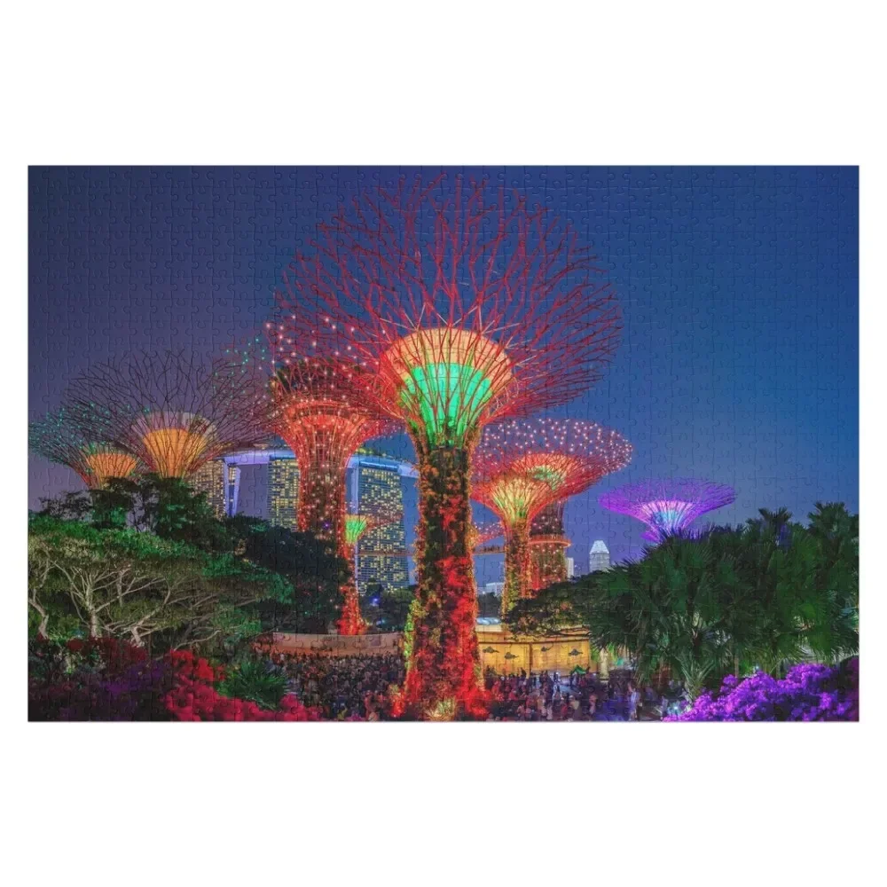 

Light show at the Supertree Grove in Singapore Gardens by the Bay at sunset Jigsaw Puzzle Customized Toys For Kids Puzzle