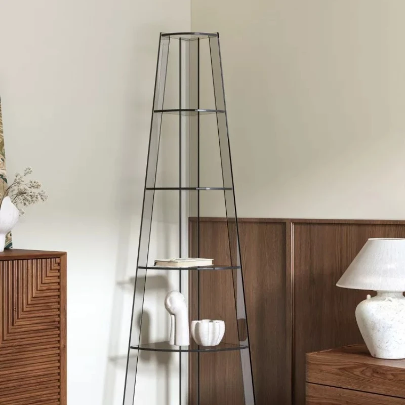 Simple modern acrylic triangular trapezoidal shelf, living room storage display stand, designer multi-layer
