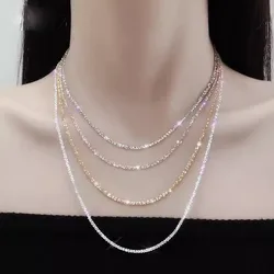 1pcs Genuine 925 Sterling Silver Sparkling Clavicle Chain Choker Necklace Collar for Women Men.Plated 18k Gold Fine Jewelry