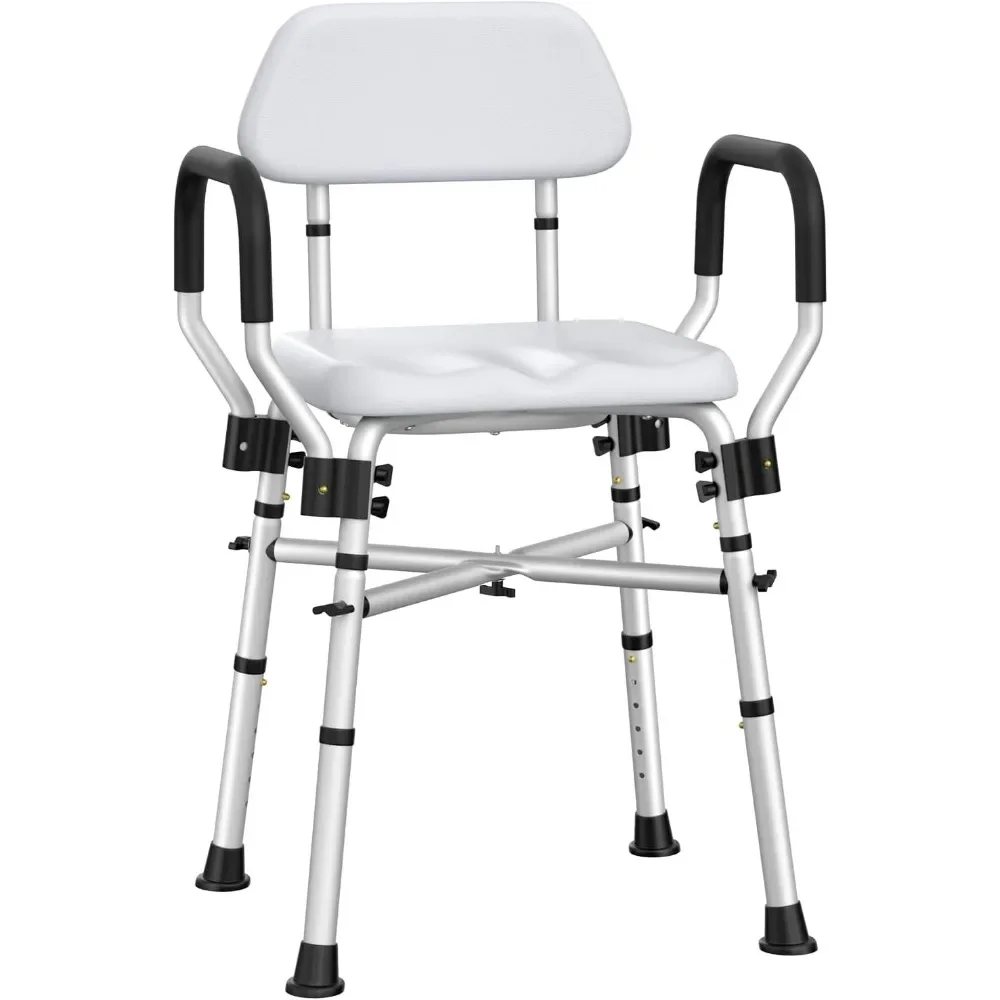 

Padded Shower Chair with Arms and Back, Heavy Duty Shower Seat Up To 500 Lbs, Shower Stool for Elderly, Senior, Handicap