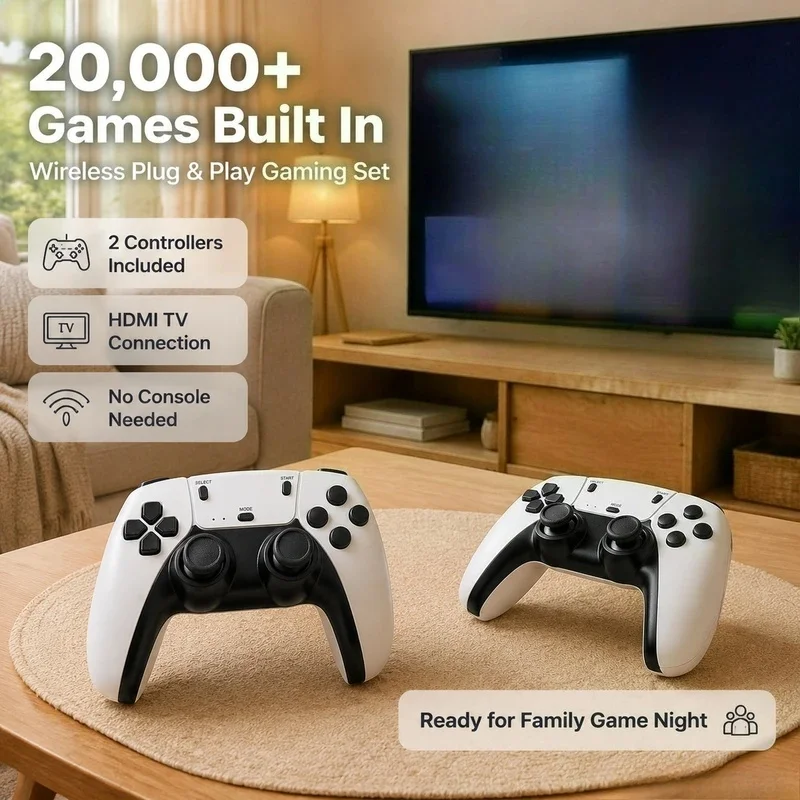 M15 Retro Video Game Console 4K TV Output 20000+ Games 64G Handheld Game Player with Wireless Controller Retro Gamepad for Class