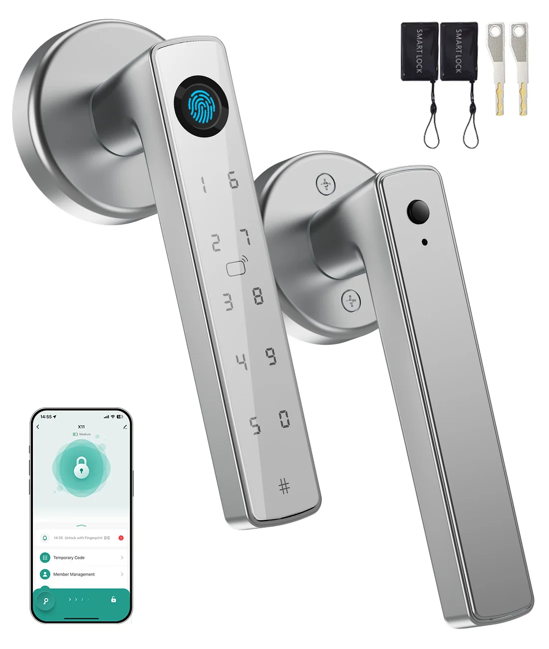 Five unlocking methods Double-row digital remote fingerprint door lock Electronic password key Bedroom handle Smart lock