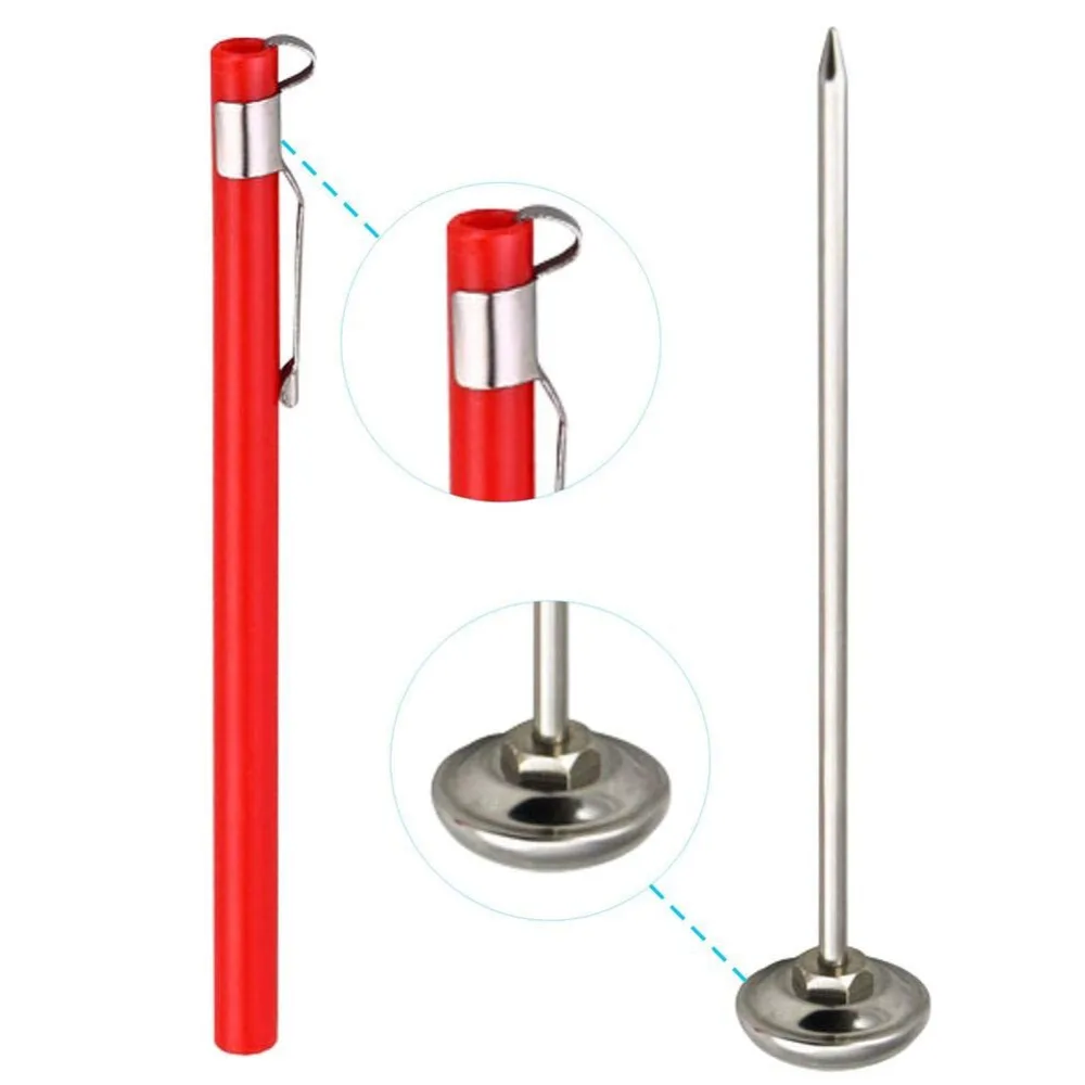 Stainless Steel Dial Display Thermometer Silver Red Temperature Probe Kitchen Thermometer Dial Display Range Immediate Read