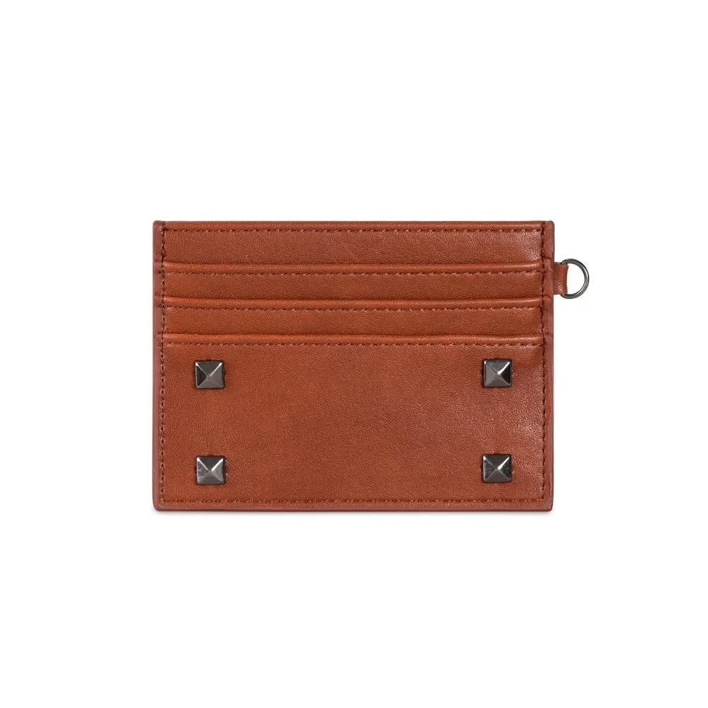 Simple Mini Size Ultra Thin Card Bag Portable Minimalist Multiple Slots Card Holder Elegant Solid Color Rivet Coin Purse Travel