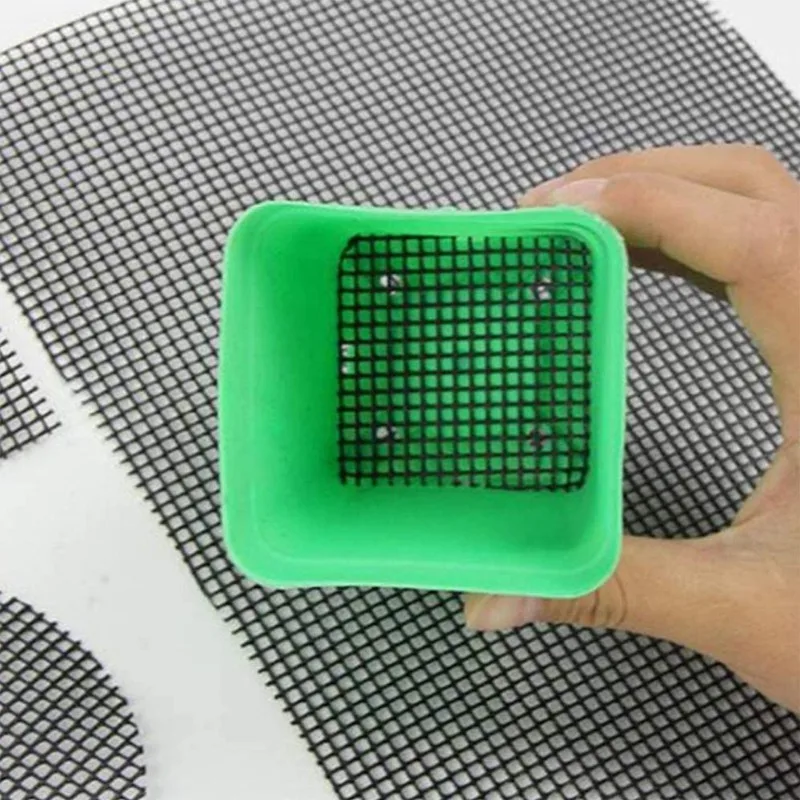 50 Pcs Flower Pot Hole Mesh Pad Square Bonsai Mesh Drainage Screens Bonsai Pot Bottom Grid Mat Drainage Meshs Hole Screen