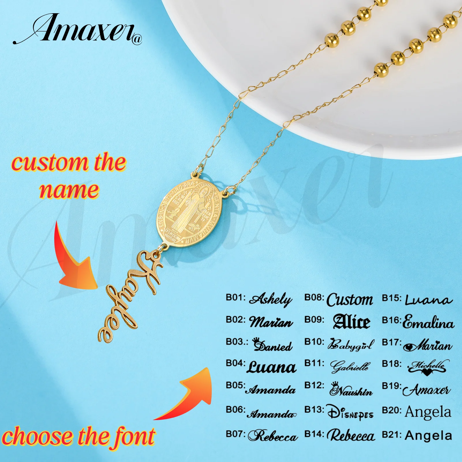 Custom Personalized Name Saint Benedict/Michael Medal Necklace for Men Women Bible Verse Protection Catholic Jewelry Gifts