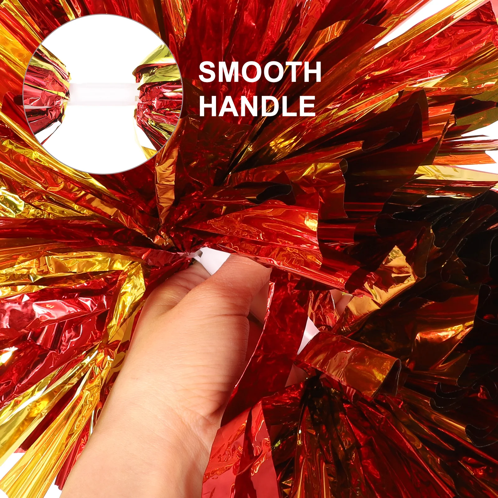 

2Pcs Handheld Cheering Pompoms Bright Metallic Color Smooth Handle Perfect for Sports Events Dance Parties Cheerleading