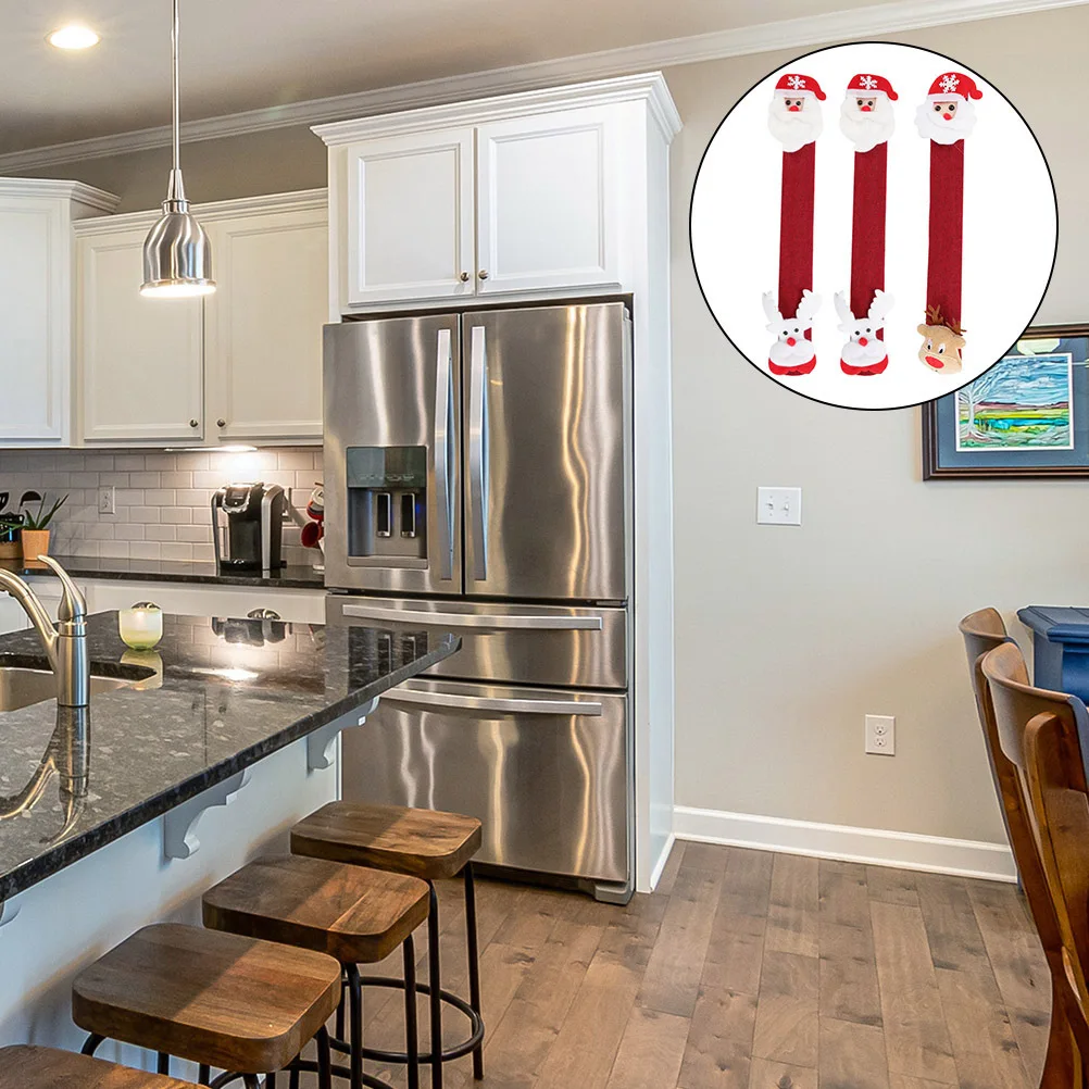 

3Pcs Refrigerator Handle Covers Microwave Oven Door Protectors Christmas Kitchen Appliance Handle Gloves Christmas Decor