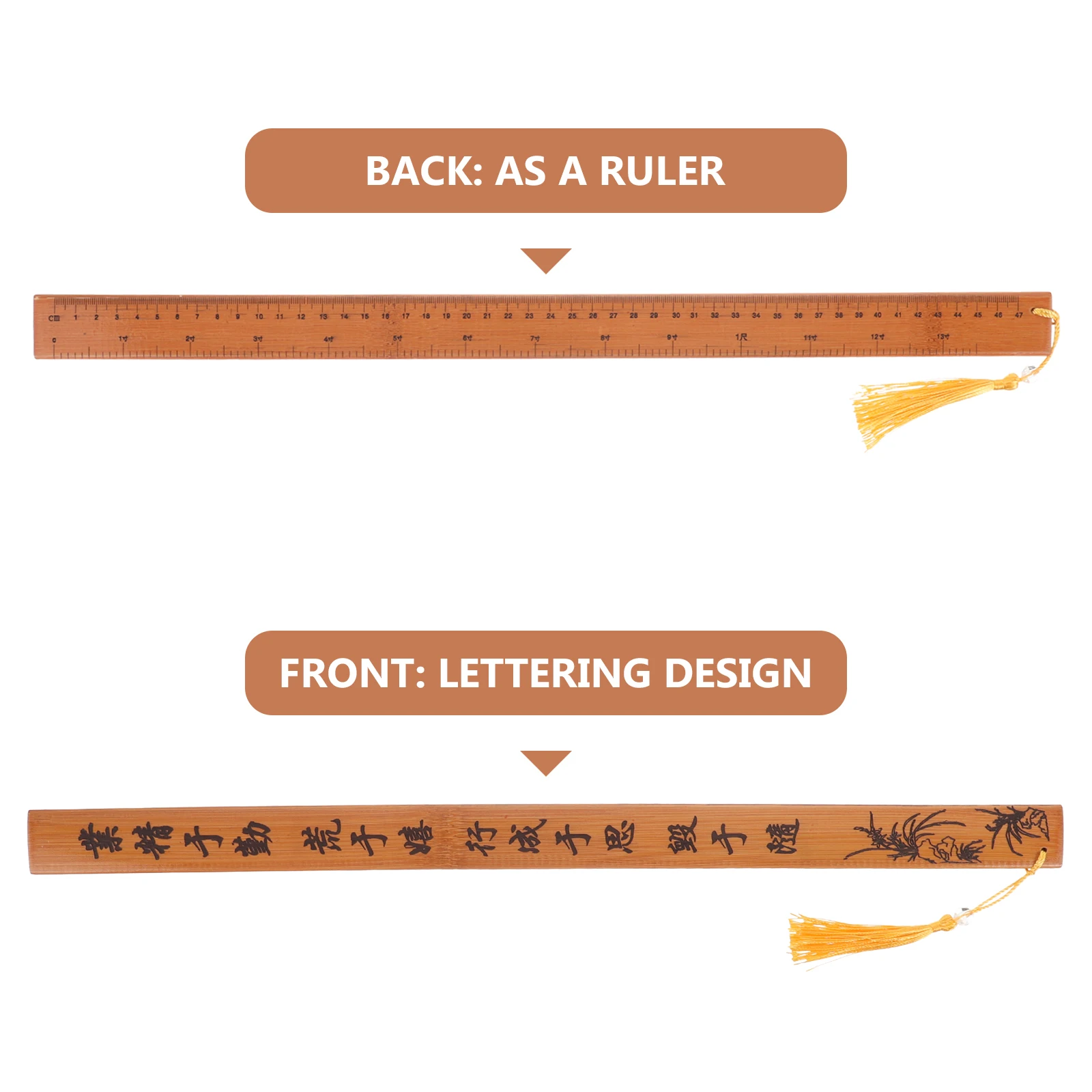 

Lettering Ruler Bamboo Straight Edges Measuring Kids Drawing Novelty Portable Cartoon Scale Multi Function Convenient Wood