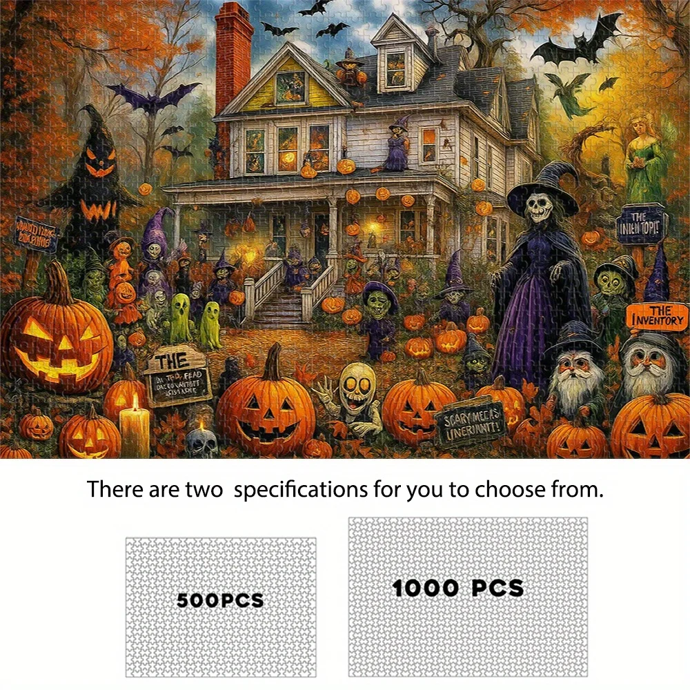 

Пазл 500/1000 шт. с мотивам Хэллоуина, как ведьмы, тыквы и призраки, предназначенный для взрослых. Этот сложный пазл