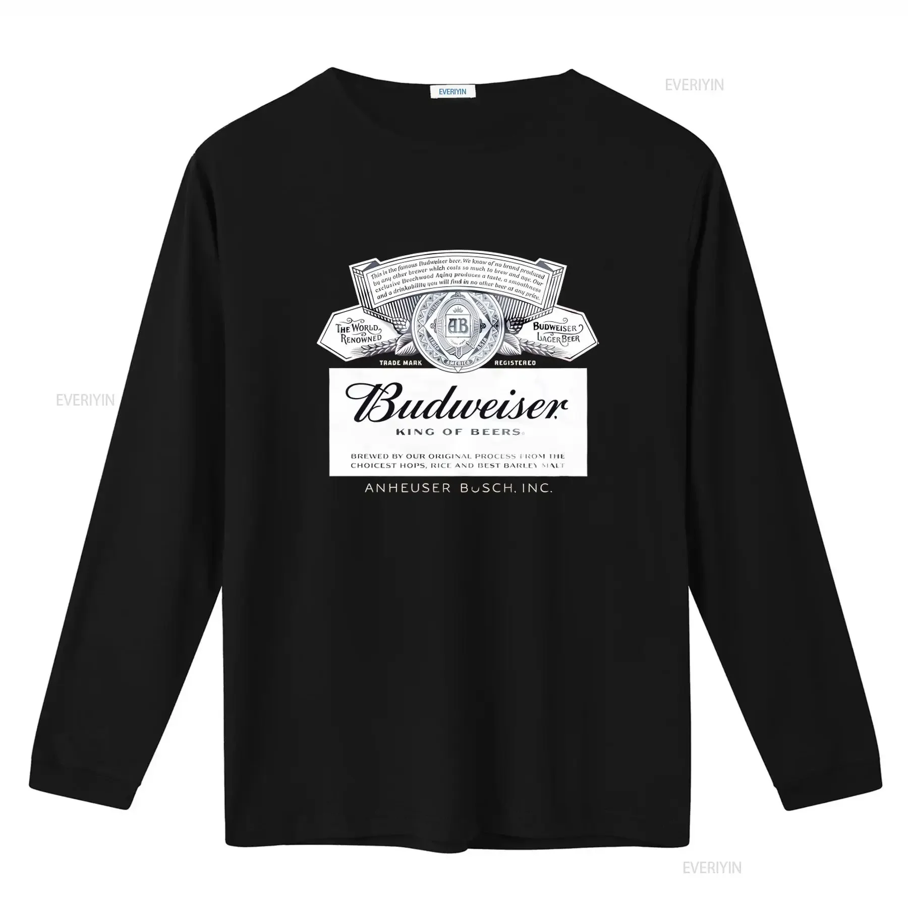 Budweiser King of Beers Label T Shirt World Renowned Brewed with Choice Hops Rice and Best Barley Malt vintage Washed Slightly