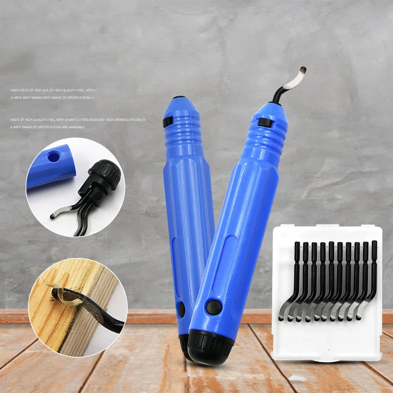 

Deburring Tool Kit 10pc Router Bit Rotary Deburr Blades Remover Hand DeburRed for Wood Plastic