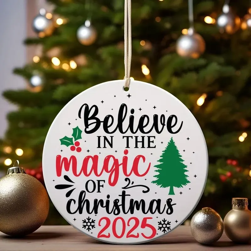 

1 полимерное подвесное украшение для Believe in Magic 2025 Christmas, с надписью «Верьте в магии Рождества 2025»